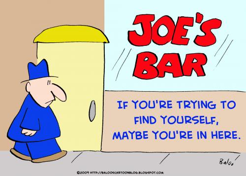 Cartoon: trying find yourself bar (medium) by rmay tagged trying,find,yourself,bar