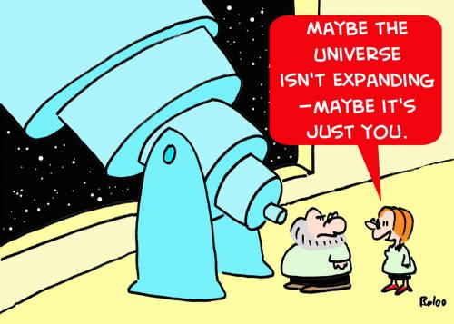 Cartoon: UNIVERSE EXPANDING ASTRONOMER (medium) by rmay tagged universe,expanding,astronomer,telescope