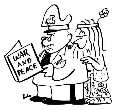 Cartoon: War and Peace (medium) by rmay tagged war,peace,general,hippie