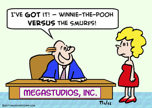 Cartoon: Winnie the Pooh versus the Smurf (medium) by rmay tagged winnie,the,pooh,versus,smurfs