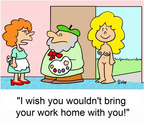 Cartoon: Work home with you (medium) by rmay tagged artist,nude,model,work,hom