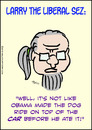 Cartoon: 1larrytheliberalsezbeforeheateit (small) by rmay tagged romney,obama,ate,dog,car