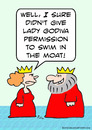Cartoon: Godiva swim moat king queen (small) by rmay tagged godiva,swim,moat,king,queen