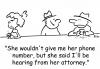 Cartoon: hearing from her attorney (small) by rmay tagged hearing,from,her,attorney